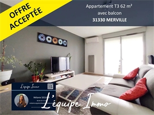 appartement à la vente -   31330  MERVILLE, surface 62,81 m2 vente appartement - APR685994